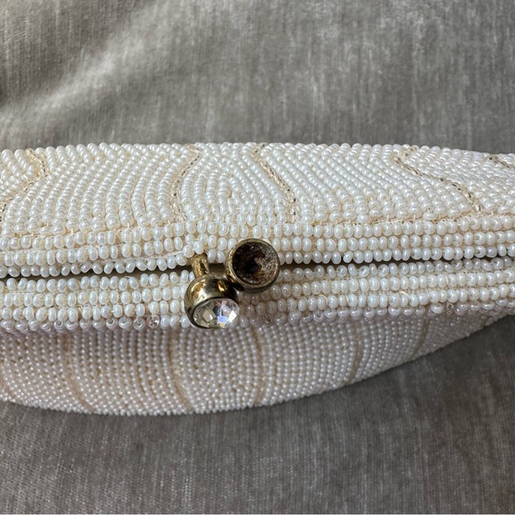 Vintage Satin Lined Seed Bead Evening Bag Clutch Purse AS IS - Picture 6 of 9